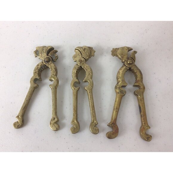 Vintage Solid Brass Rooster Head Nutcracker Lot of 3 - Picture 1 of 5